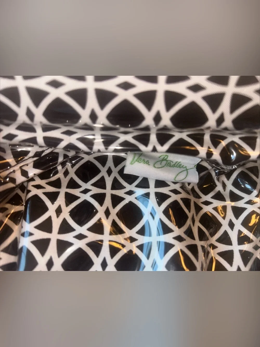 Vera Bradley Night & Day opera kiss lock make up bag black & white Geo Pattern